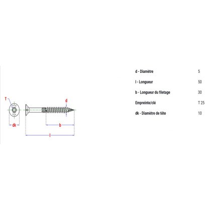 Vis  bois TF T25 5x50 Zn pgb-Europe