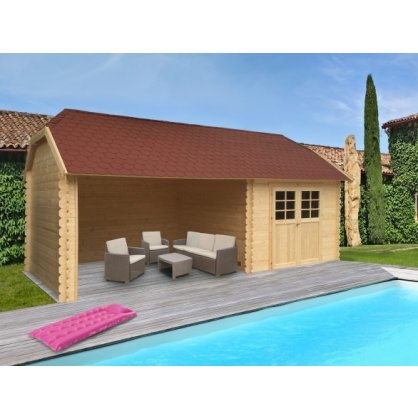 Abri de jardin bois YORK 8,88m S8509 - 298 x 298+364 cm