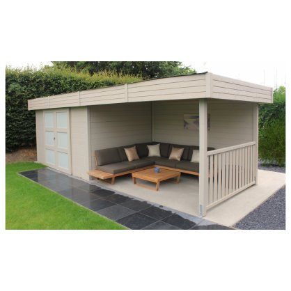 Abri de jardin en bois avec terrasse ISLA (66 mm), 6x5 m, 18 m² + 7 m²