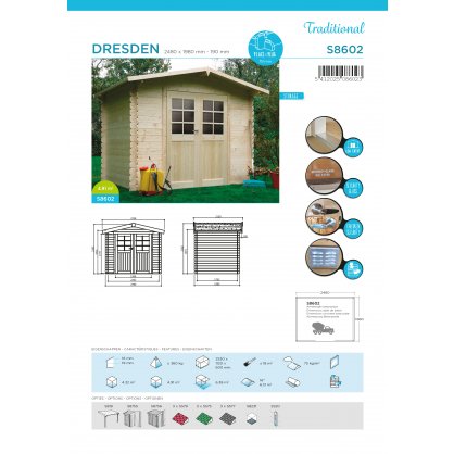 Abri bois DRESDEN Solid 4,91 m S8602