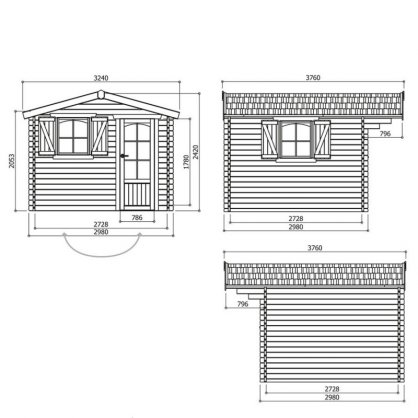 Abri bois 40 mm Chamonix 8,88 m 298x298 cm