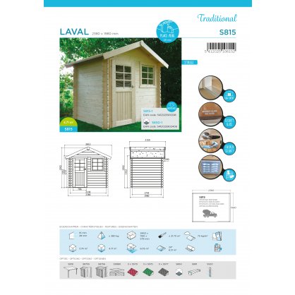 Abri 28 mm Laval 238x198 cm 4,71 m