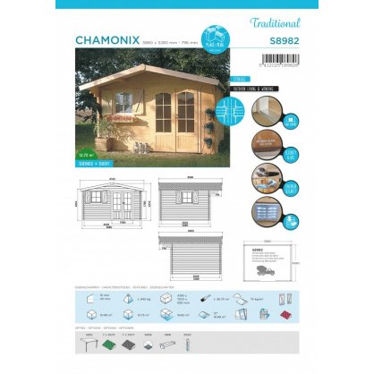 Abri de jardin 40 mm CHAMONIX 388 x 328 cm - 12,73 m 