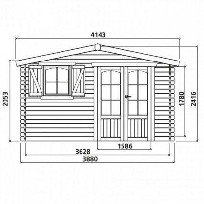 Abri de jardin 40 mm CHAMONIX 388 x 328 cm - 12,73 m 