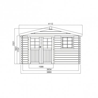 Abri de jardin en bois 34 mm LINZ - 388 x 388 cm - 15,05 m