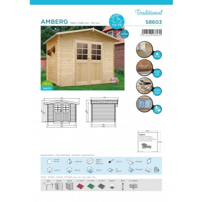 Abri de Jardin en Bois AMBERG 7,39 m S8603