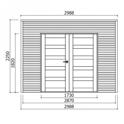 Abri jardin en bois trait BARI 19 mm  8,69 m avec toit plat