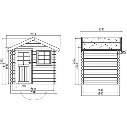 Abri 28 mm trait Laval 238x198 cm 4,71 m