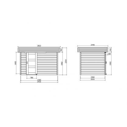 Abri en bois 28mm Bergen 240x201 cm 4,82 m