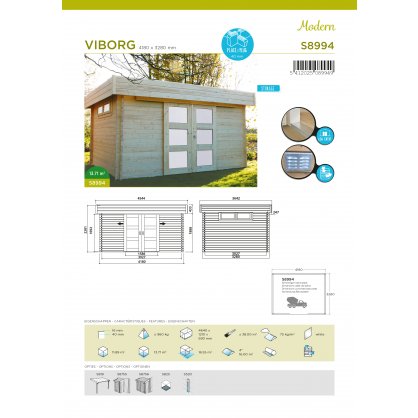 Abri de jardin VIBORG 13,71 m - 418x328 cm S8994