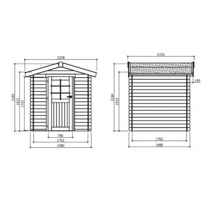 Abri de jardin bois 19 mm ESSEN 198x198 cm 3,92m 