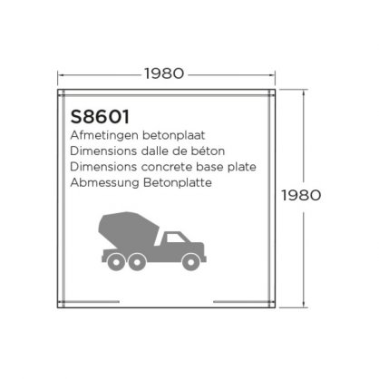 Abri de jardin bois 19 mm ESSEN 198x198 cm 3,92m 