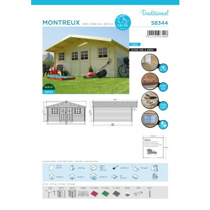 Abri de jardin MONTREUX 25,81 m S8344 - 508 x 508 cm