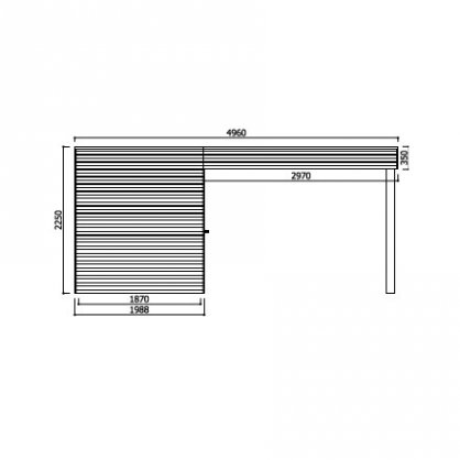 Abri jardin bois trait POTENZA 2970 + 2988x1998 mm - toit plat