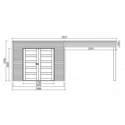 Abri jardin autoclave 19 mm TARENTO – 8,52 m² avec toit plat