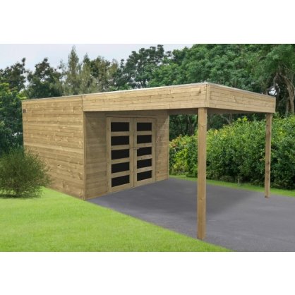 Abri jardin trait avec pergola MATERA 2988 x 2908 + 2870 mm