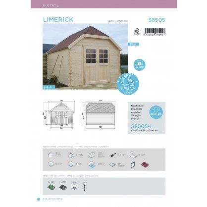 Chalet bois trait LIMERICK 298 x 388 cm 11,56m - S8505-1