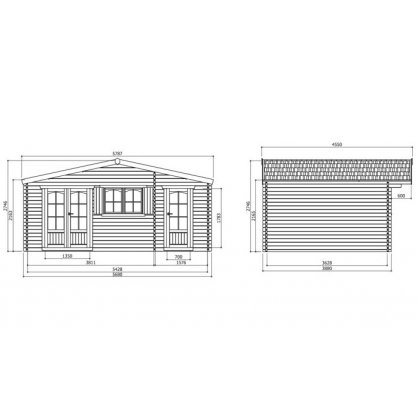 Chalet bois 40 mm ROSTOCK 22,04 m 568x388 cm - S8970