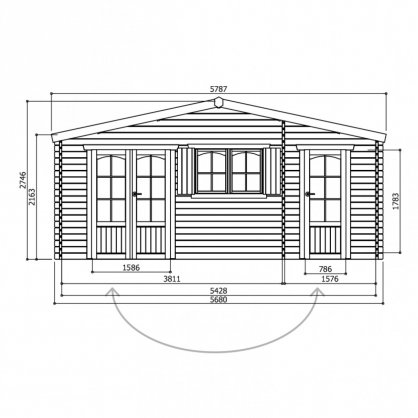 Chalet bois 40 mm ROSTOCK 22,04 m 568x388 cm - S8970