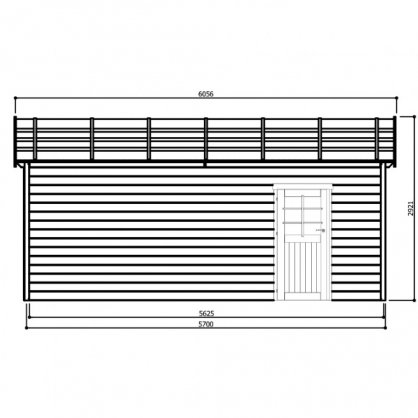 Garage bois Torino 20,88 m² - porte motorisée - 570 x 360 cm
