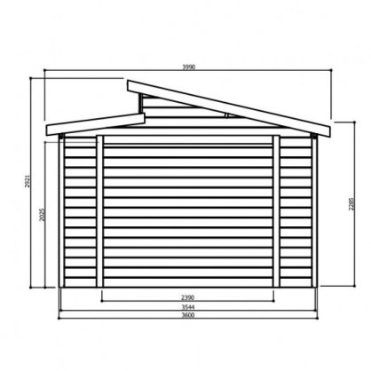 Garage bois 28 mm Torino 20,88 m² - 570 x 360 cm - S8241