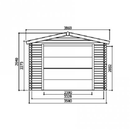 Garage bois 40 mm 19,26 m - porte motorise - 358 x 538 cm