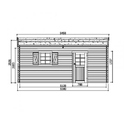 Garage bois 40 mm 19,26 m - porte motorise - 358 x 538 cm