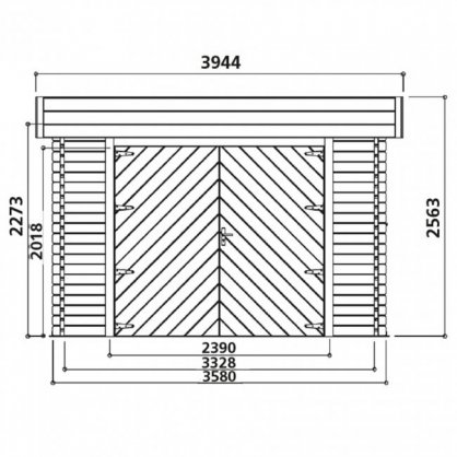 Garage bois 40 mm Modern 19,26 m - 358 x 538 cm