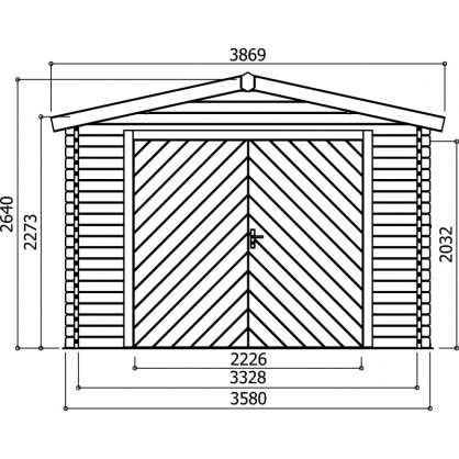 Garage bois 40 mm Traditional 19,26 m² - 358 x 538 cm