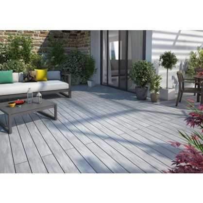 Lame de terrasse bois composite Atmosphre - 23x138x4000 mm - Gris Ushuaia bross