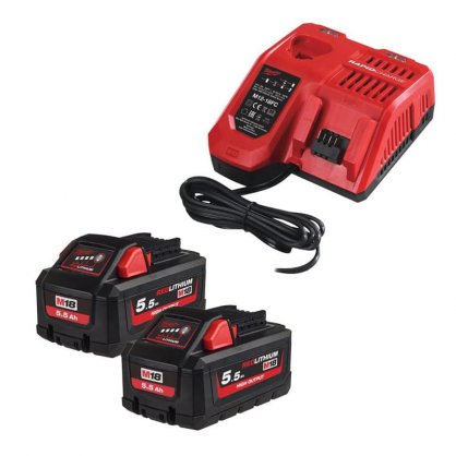 Pack nergie M18 High output 2 Batteries 18V 5,5Ah + Chargeur HNRG | MILWAUKEE 4933464713