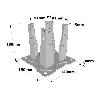 dimensions Pied de poteau AG527PB Simpson