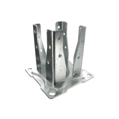 Pied de poteau 4 angles sur platine