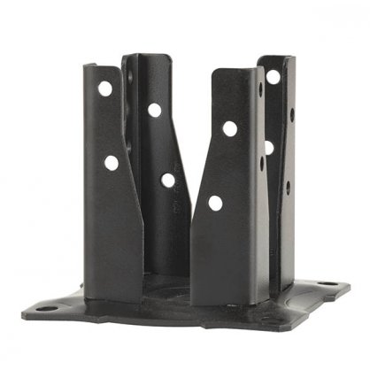 Pied de poteau carr 4 angles noir Simpson