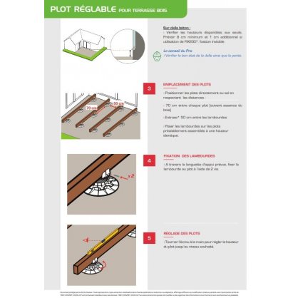 Plot rglable pour terrasse bois