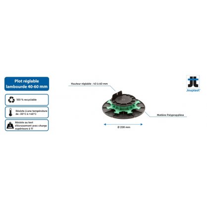 Plot lambourde terrasse rglable 40-60 mm JOUPLAST