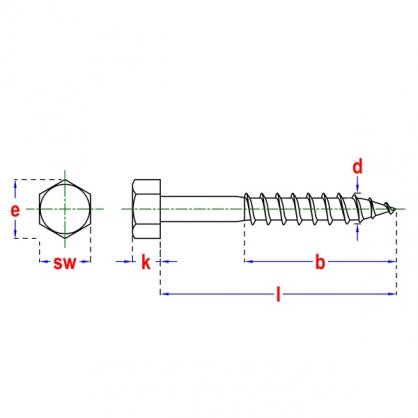 Tire-fond tte hexagonale 8 x 50 mm