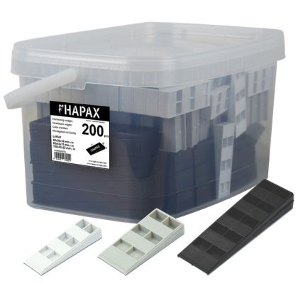 Assortiment 200 cales crantées Ép. 14-15-22mm pour terrasse et plancher HAPAX