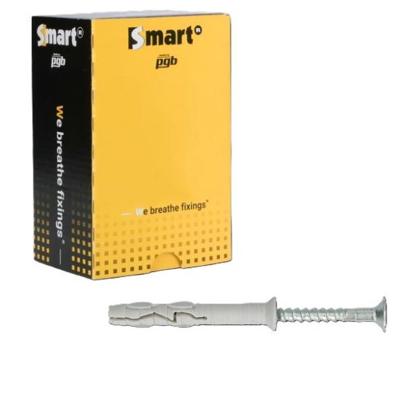 100 Chevilles à frapper Ø8 x 60 mm - Nylon tête fraisée - Clou en acier zingué