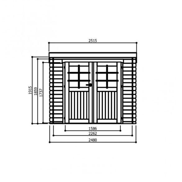 Abri toit plat 19 mm HOF 248x248 cm 6,15 m² - S8606