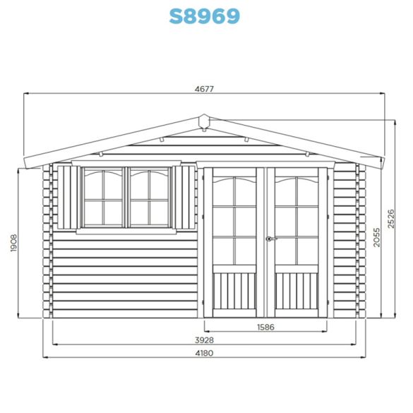 Abri de  jardin en épicéa 40 mm TIGNES 16,22 m² - 418x388 cm - S8969 SOLID