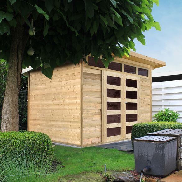 Abri jardin bois brut 28 mm VERONA 303x244 mm - 7,39m² - S8244 SOLID