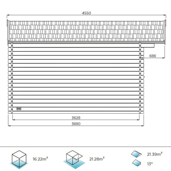 Abri de  jardin en épicéa 40 mm TIGNES 16,22 m² - 418x388 cm - S8969 SOLID