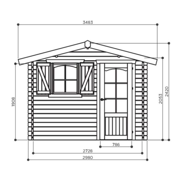 Chalet de jardin en Pin du Nord 40 mm SERVOZ 298x298 cm - 8,88 m² - S8980