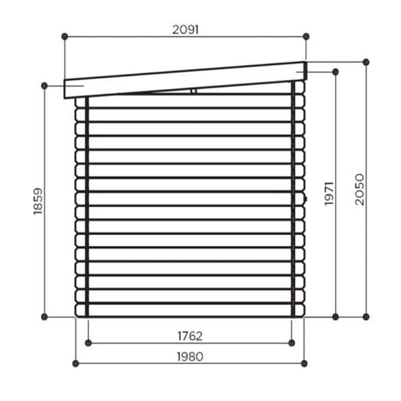 Abri jardin en bois brut 19 mm STENDAL 248x198 cm - 4,91 m²- S8605 SOLID
