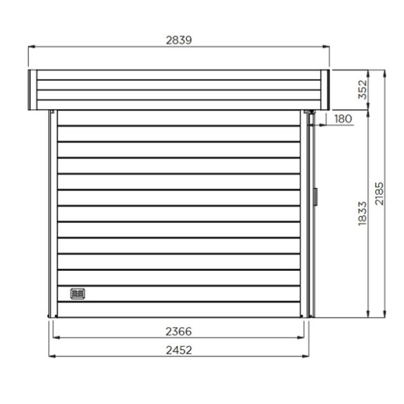 Abri jardin 28 mm avec auvent LARVIK 8,17m² - 333+121x245 cm - S8221 SOLID