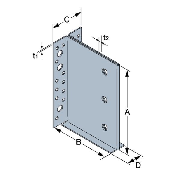 Étrier à âme intérieure ETNM - acier galvanisé - 185x130 mm
