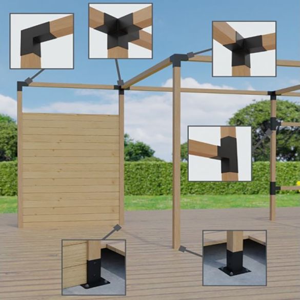 Connecteur 3 directions - 122x266x326 mm - pour poteaux bois 120x120 mm