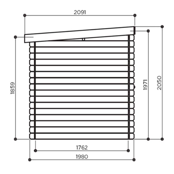 Abri jardin bois brut PASSAU 198 x 198 cm toit plat - 3,92 m² - S8604 SOLID