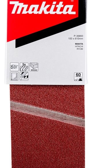 Bandes abrasives 100x610 mm - grain 60 - bois et métal (x5) | MAKITA P-36893
